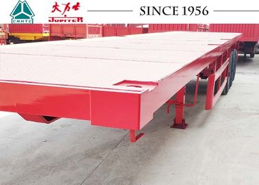 Durable 30 Tons Flatbed Container Trailer With Tri Axle , Flatbed Equipment Trailer
