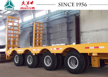 4 Axles 70 Tons 40 FT Low Bed Trailer Heavy Duty With Spring Ramp For Sale
