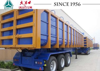 U Shaped Semi Dump Trailers , 33 CBM 3 Axle Trailer With Spring Suspension