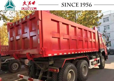 6X4 10 Wheeler HOWO Dump Truck For Mining In Red Color , Free Maintenance