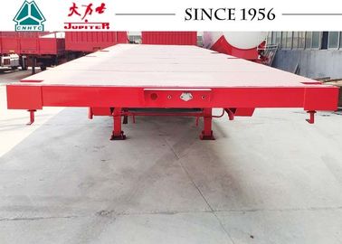 Durable 30 Tons Flatbed Container Trailer With Tri Axle , Flatbed Equipment Trailer