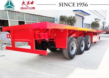 Durable 30 Tons Flatbed Container Trailer With Tri Axle , Flatbed Equipment Trailer